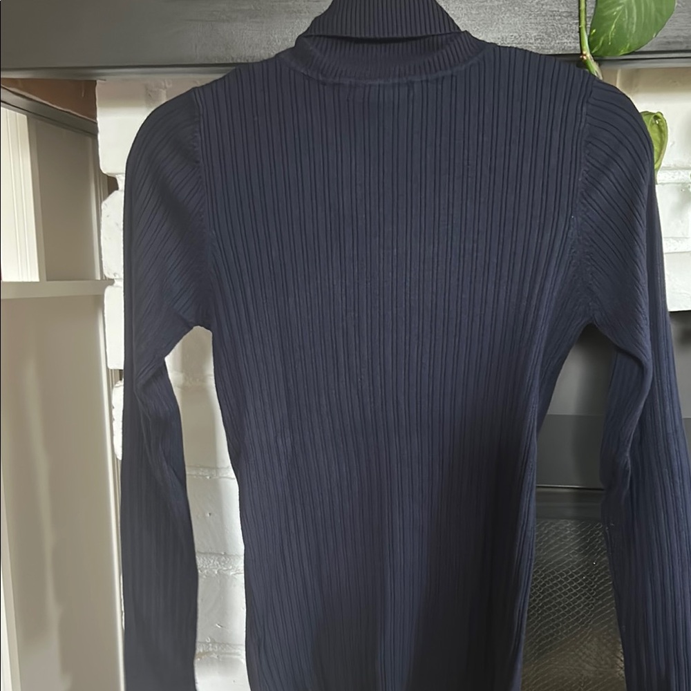 George Blue Turtleneck Sweater with Ribbed Texture - Picture 3 of 3